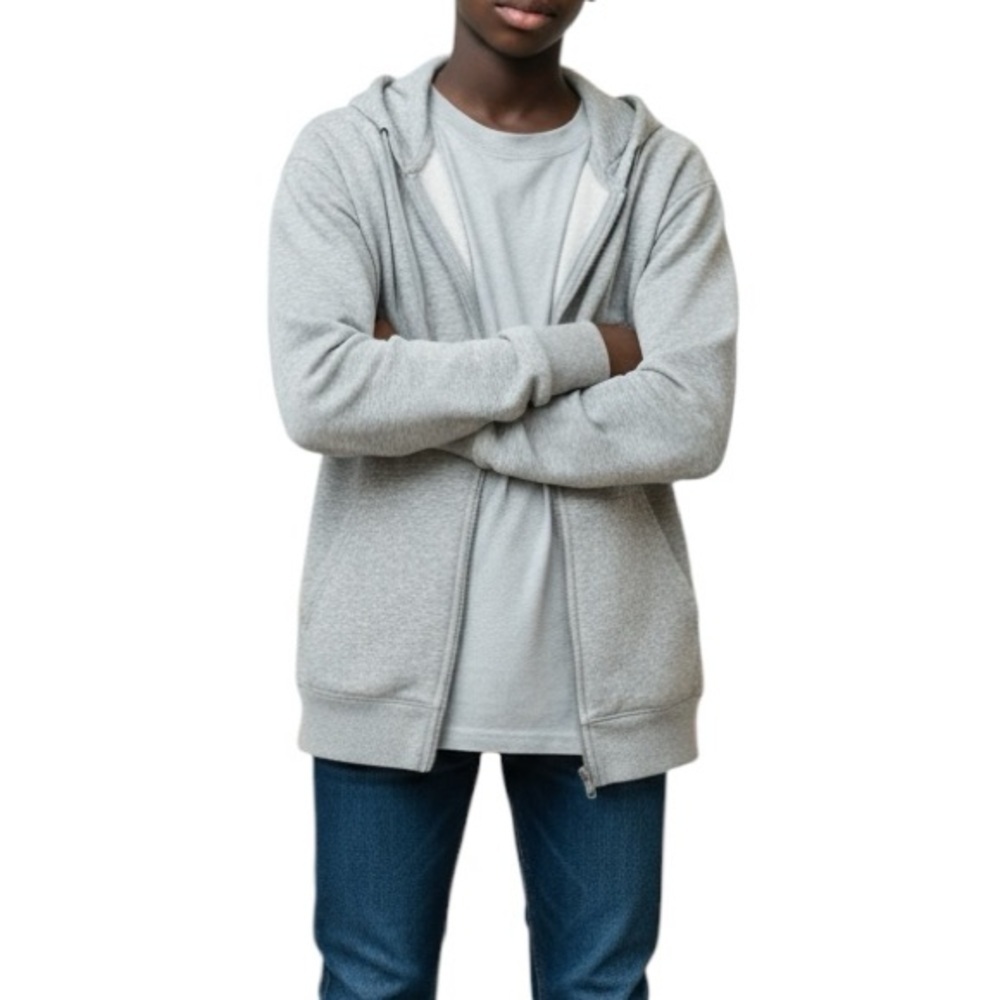H&M BOYS Heather Gray zip up Hoodie Size 20 or Boys XL hooded fleece line jacket
